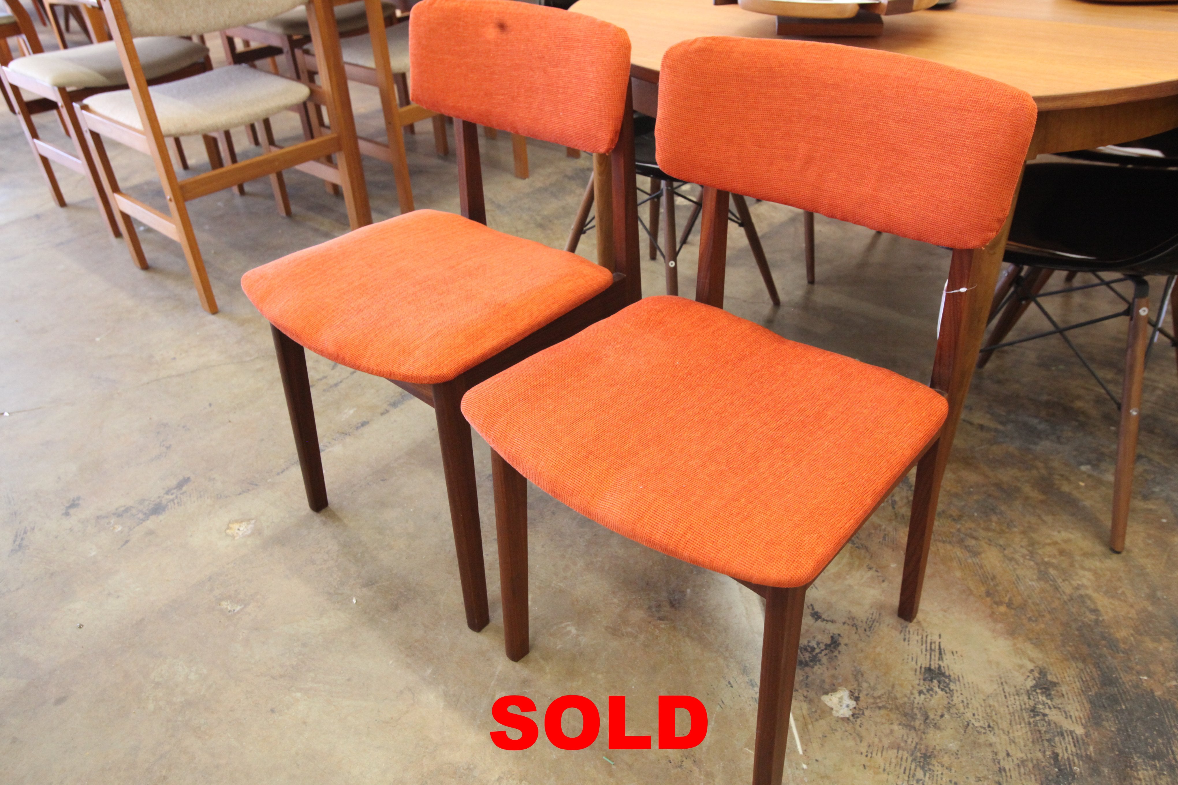Set of 2 Vintage Teak/Walnut RS Associates Chairs (18"W x 31.5"H x 18.5"D)