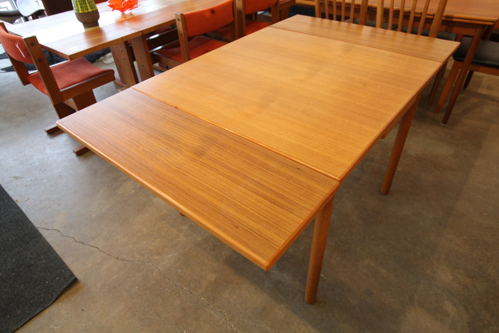 Small Vintage Square Teak Table w/ Extensions (35.75"x35.75") (59.75"x35.75")