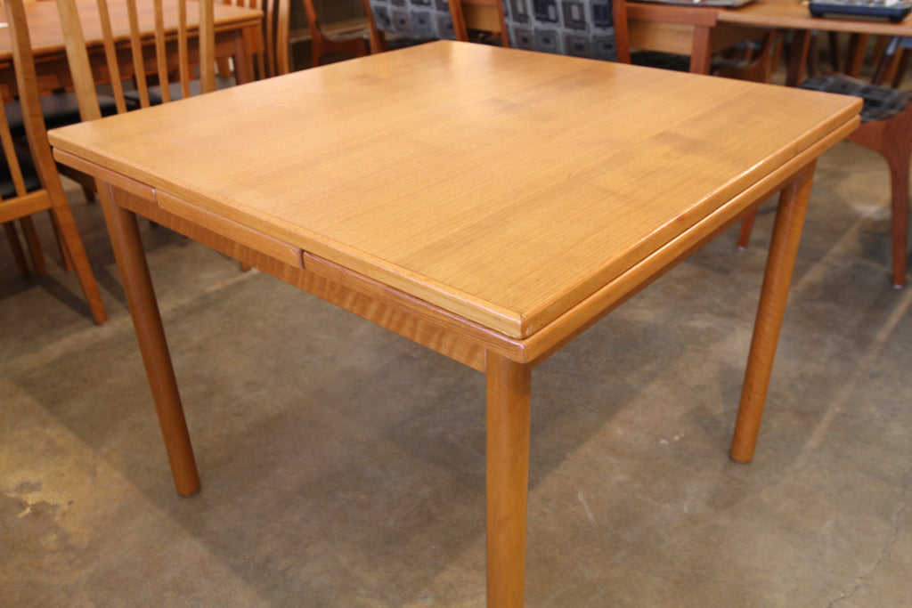 Small Vintage Square Teak Table w/ Extensions (35.75"x35.75") (59.75"x35.75")