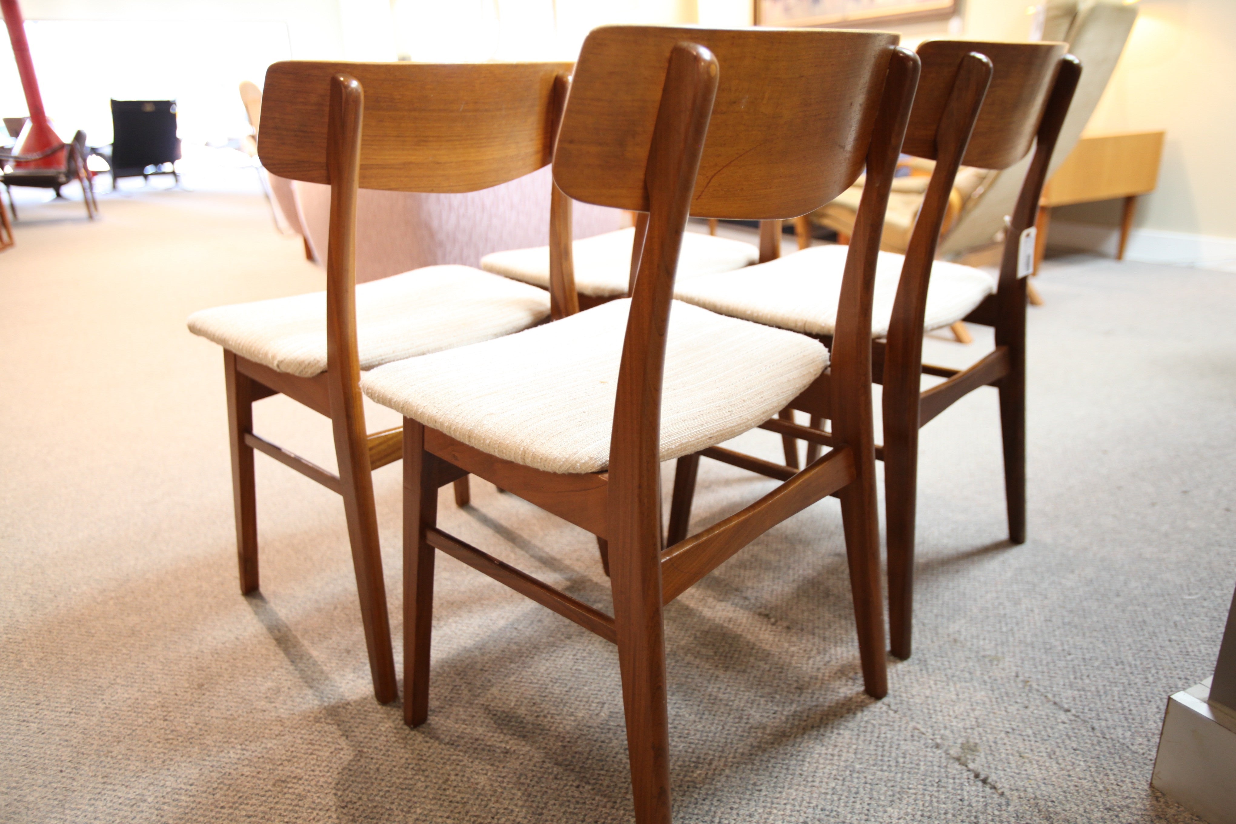 Set of 4 Danish Teak Chairs.