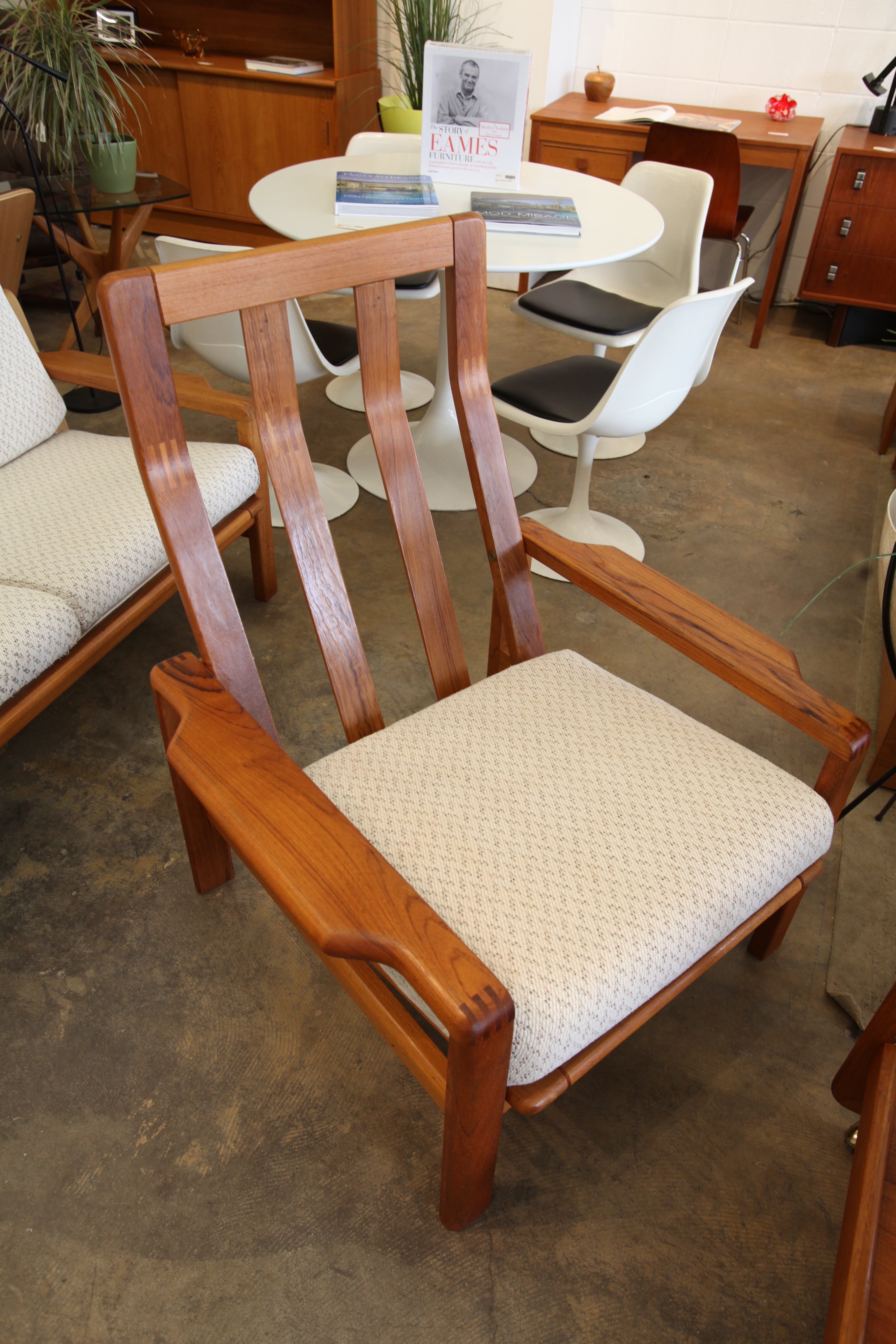 Beautiful Vintage Teak Framed Lounge Chair (33"W x 32"D x 39"H)