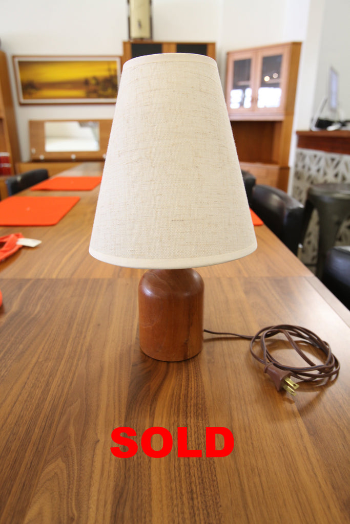 Vintage Teak Bedside Lamp (14.5"H x 8" Dia.)