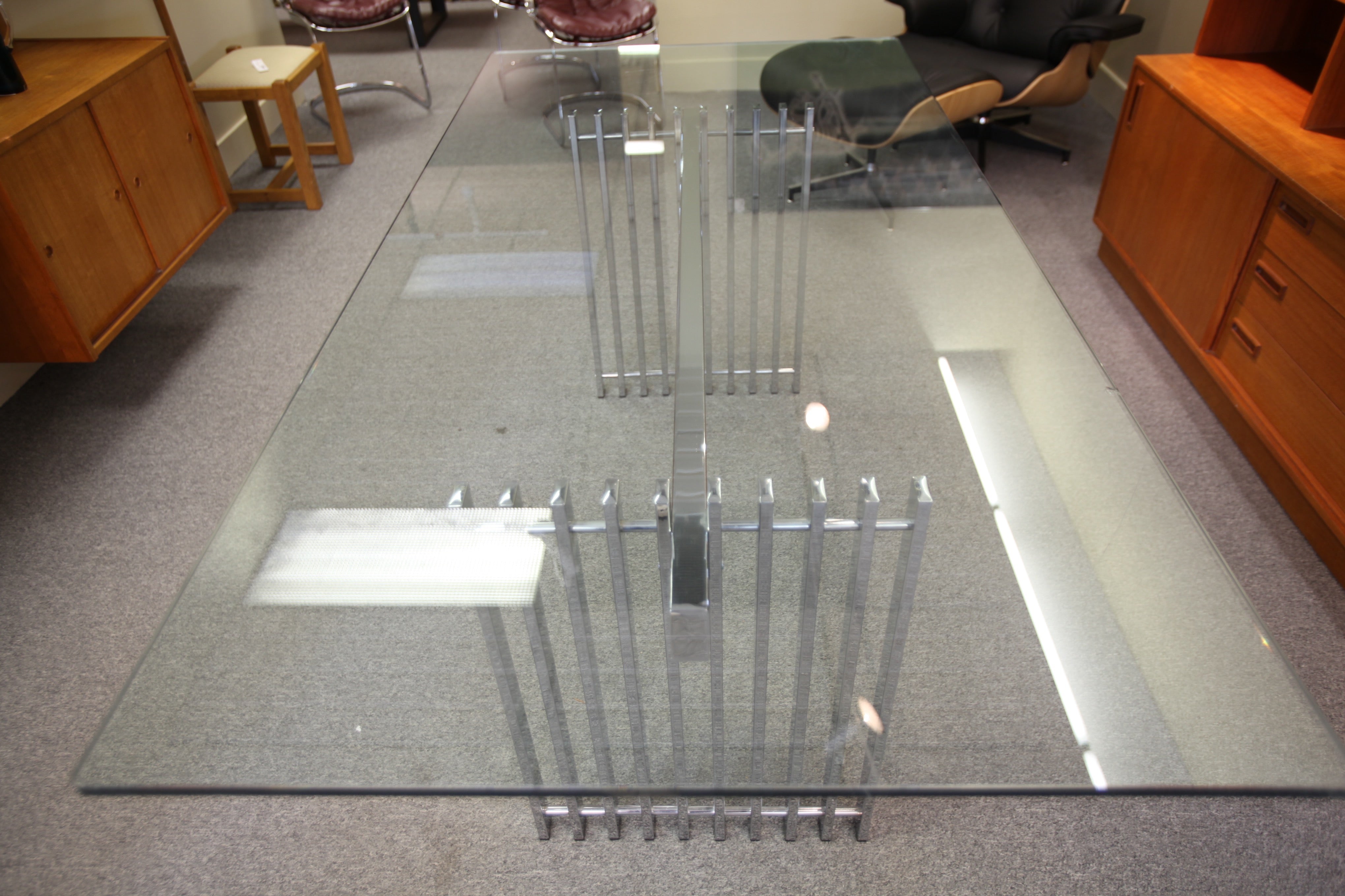Cidue Chrome and Glass 1970's Dining Table (Italy) (79"x39.5")