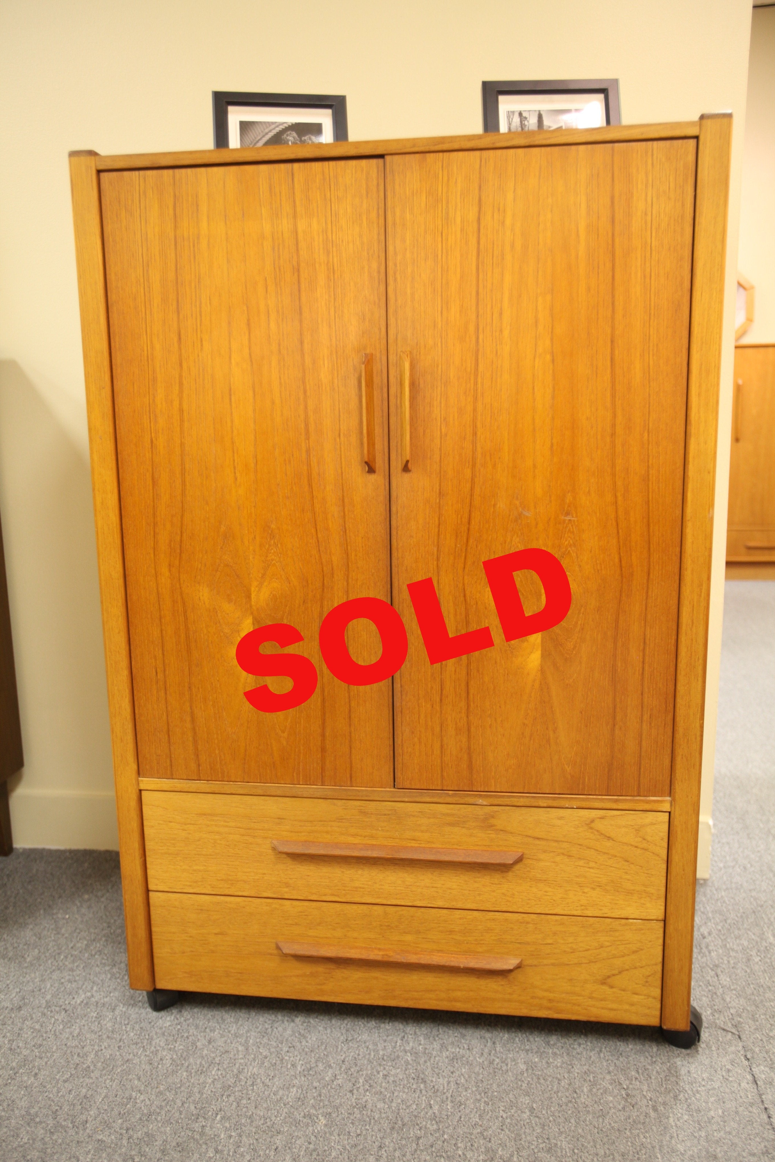 Teak Armoire with Drawers (33.5W x 50.75H x 20.25D)