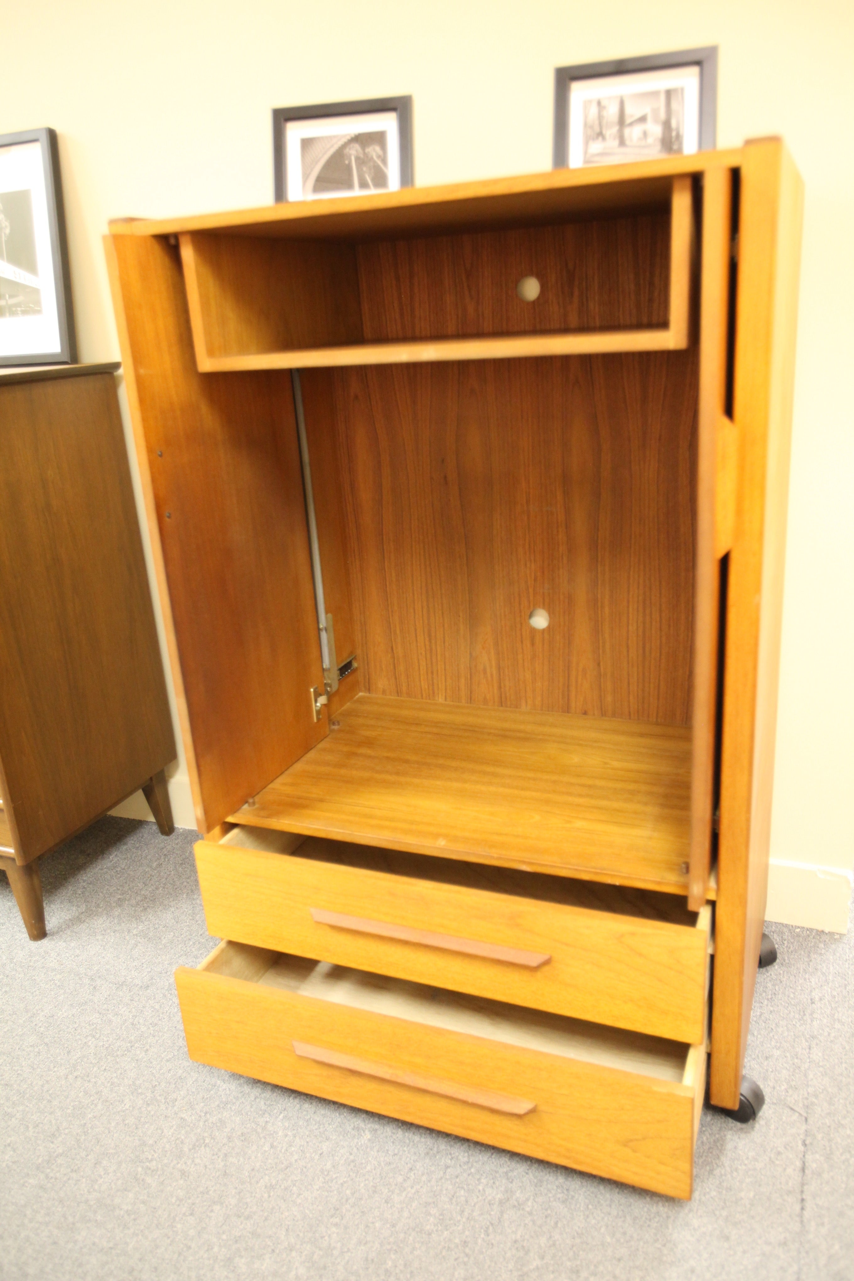 Teak Armoire with Drawers (33.5W x 50.75H x 20.25D)