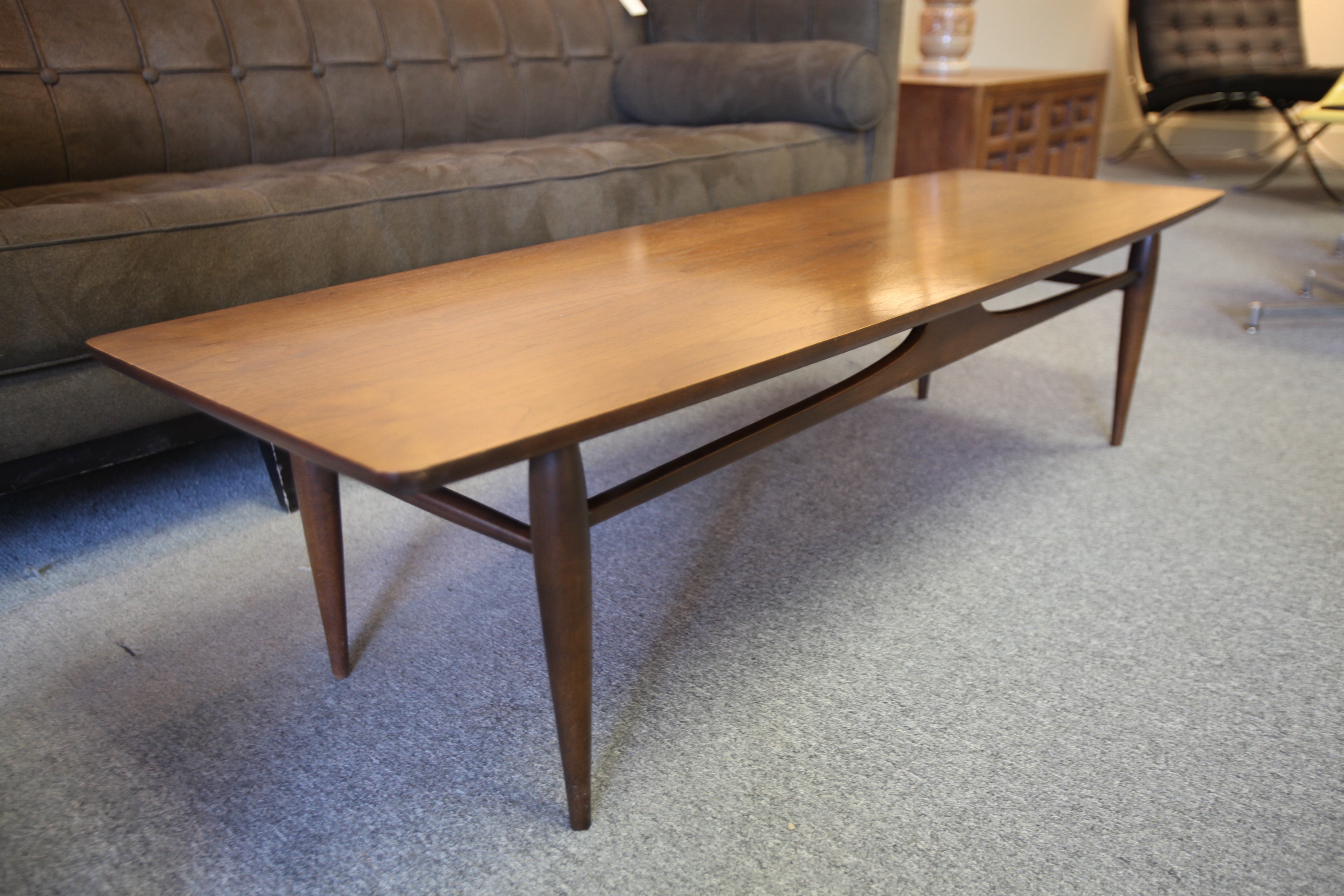 Long Surfboard Style Walnut Coffee Table (59.5" x 19.75" x 15"H)