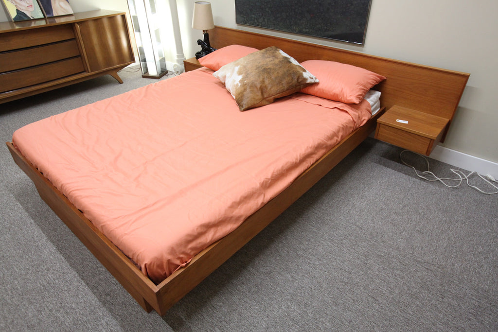 Teak Queen size Floating Bed (Headboard 96.5")