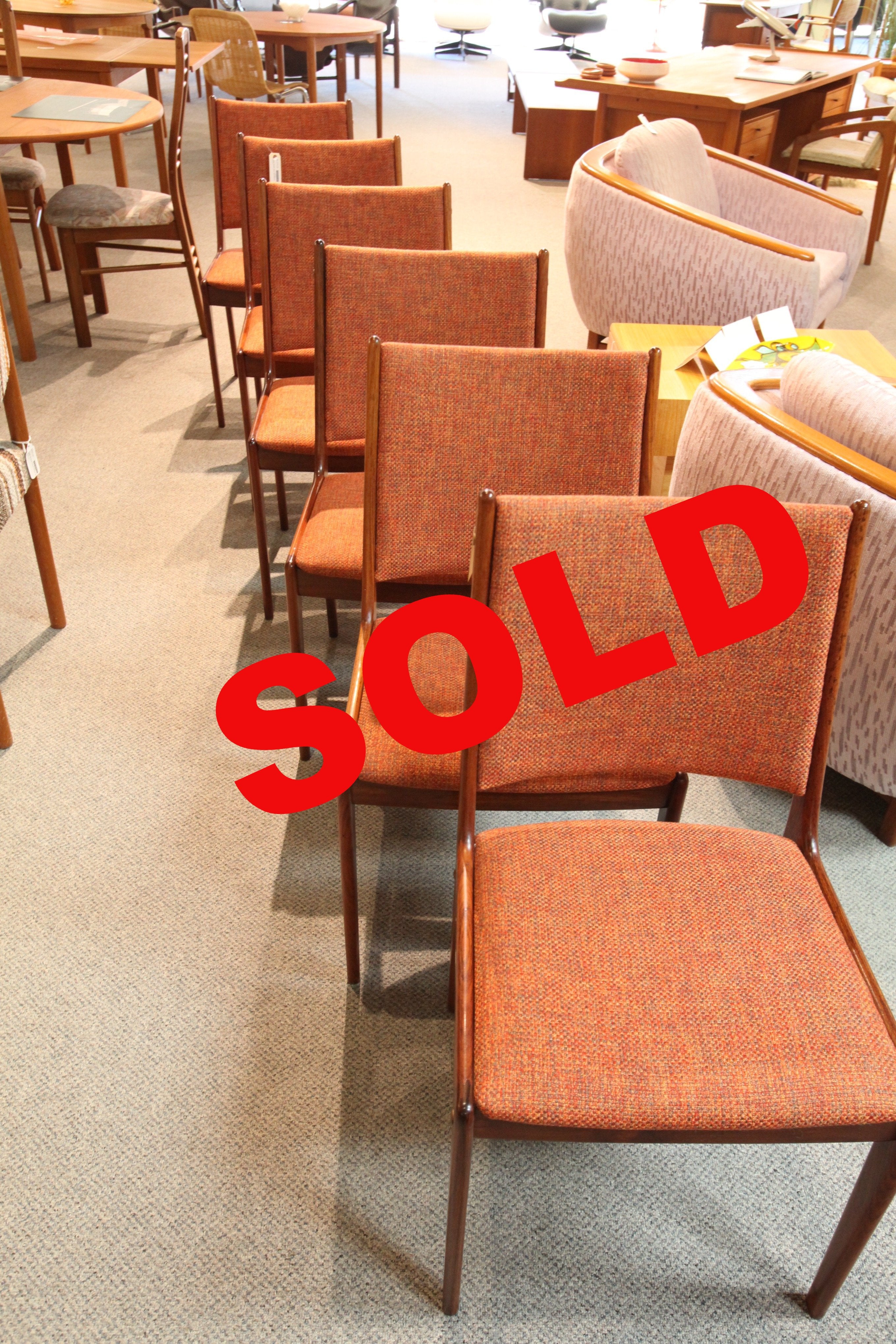 Set of 6 Teak Chairs (new upholstery)