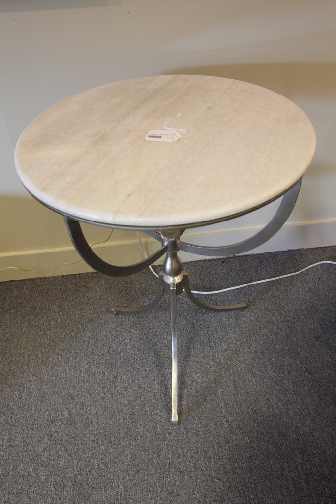 Round Side Table with Marble Top (24" wide and 30" high)