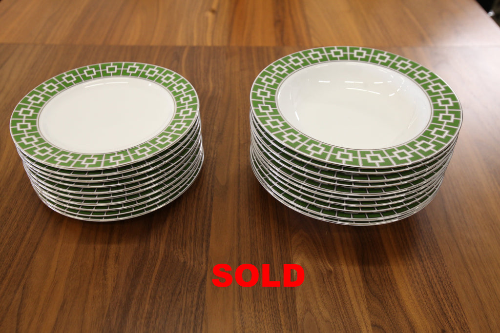 Set of Johnathan Adler Nixon Green Side Plates and Bowls