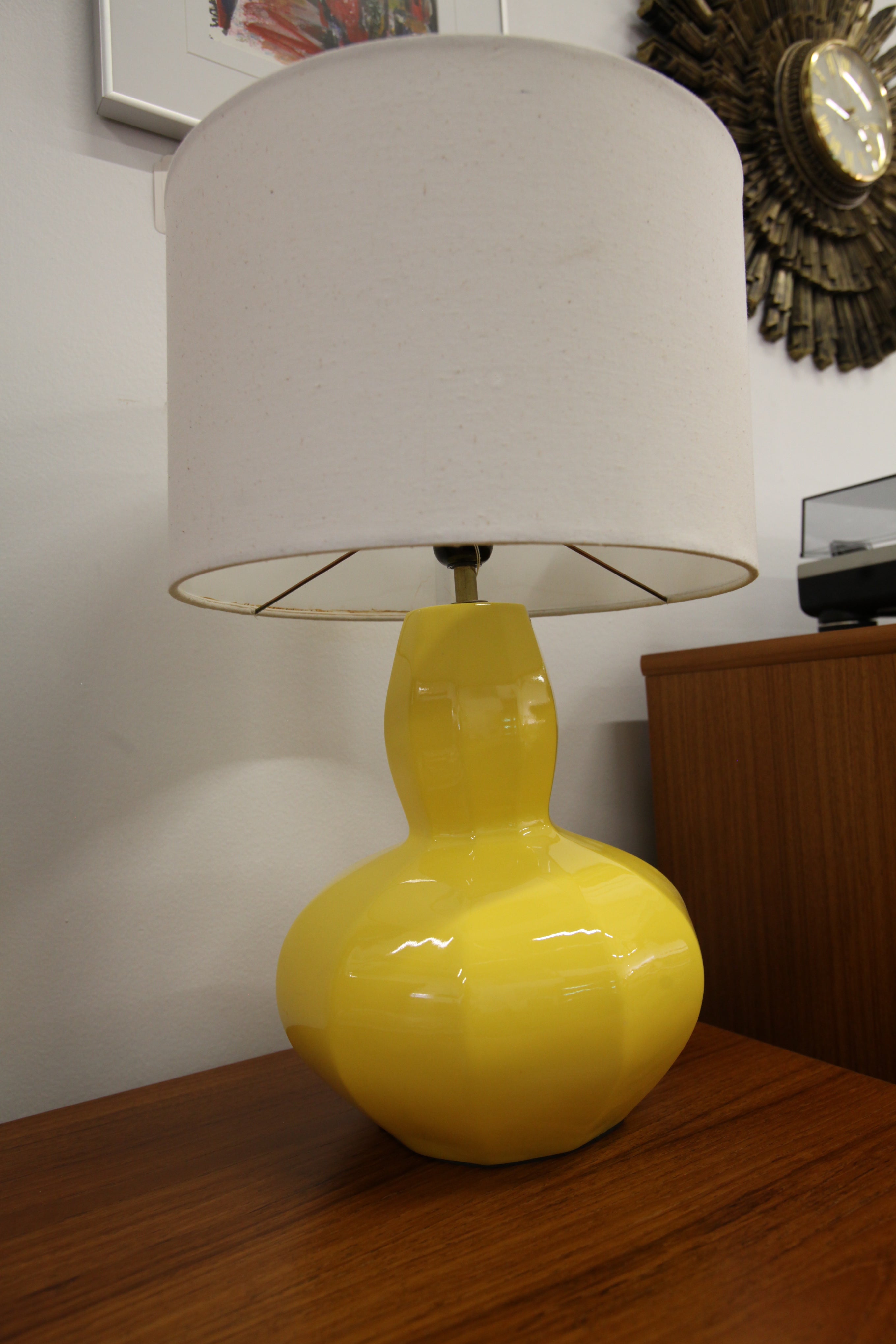 Vintage Yellow Table Lamp (20"H x 12.75" Dia.)