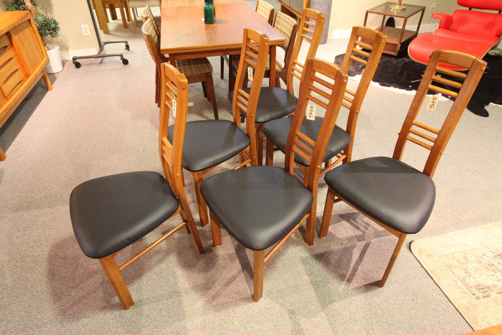 Set of 6 Mid Century Teak Ladder Back Chairs