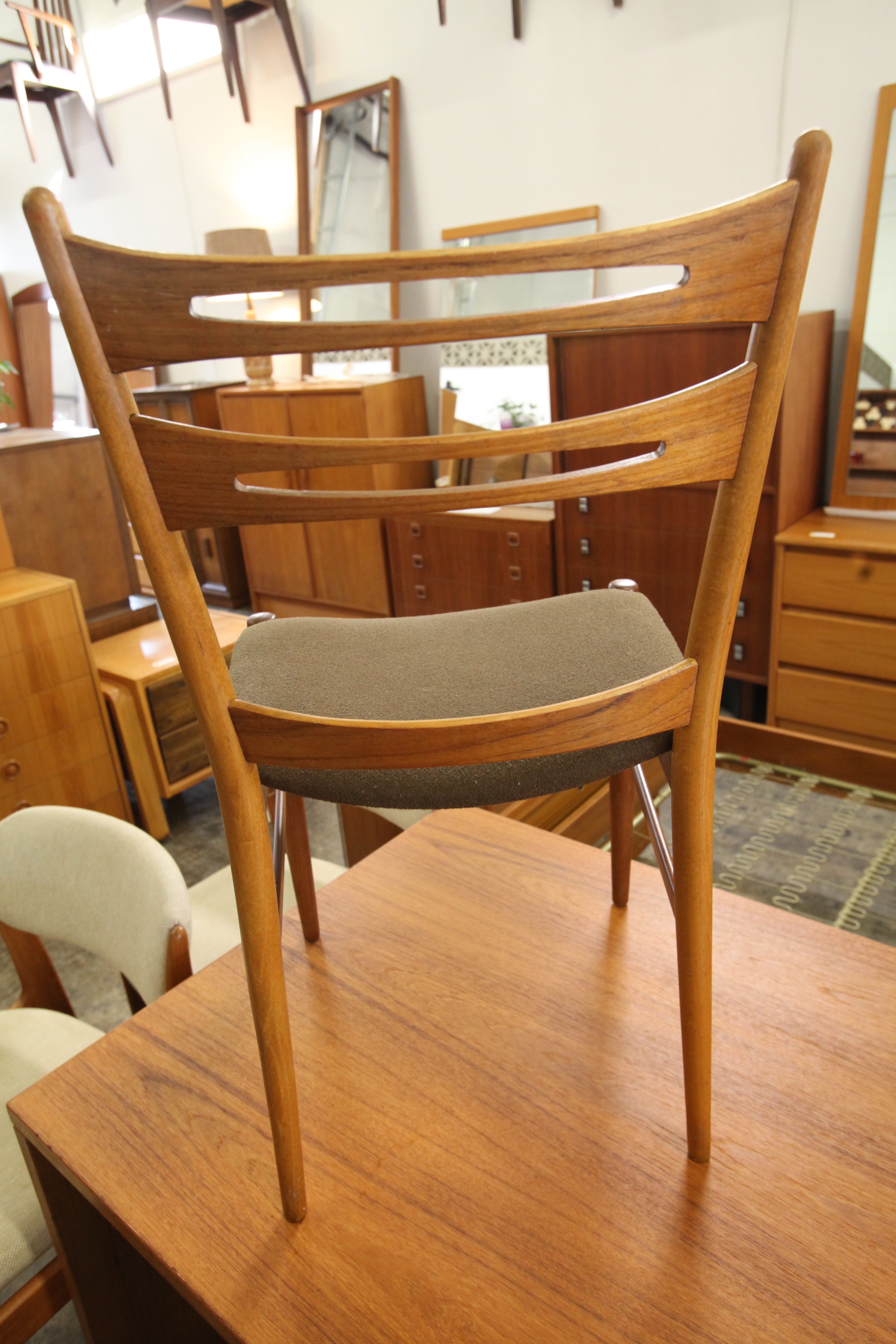 Set of 4 Vintage Teak Wood Back Dining Chairs