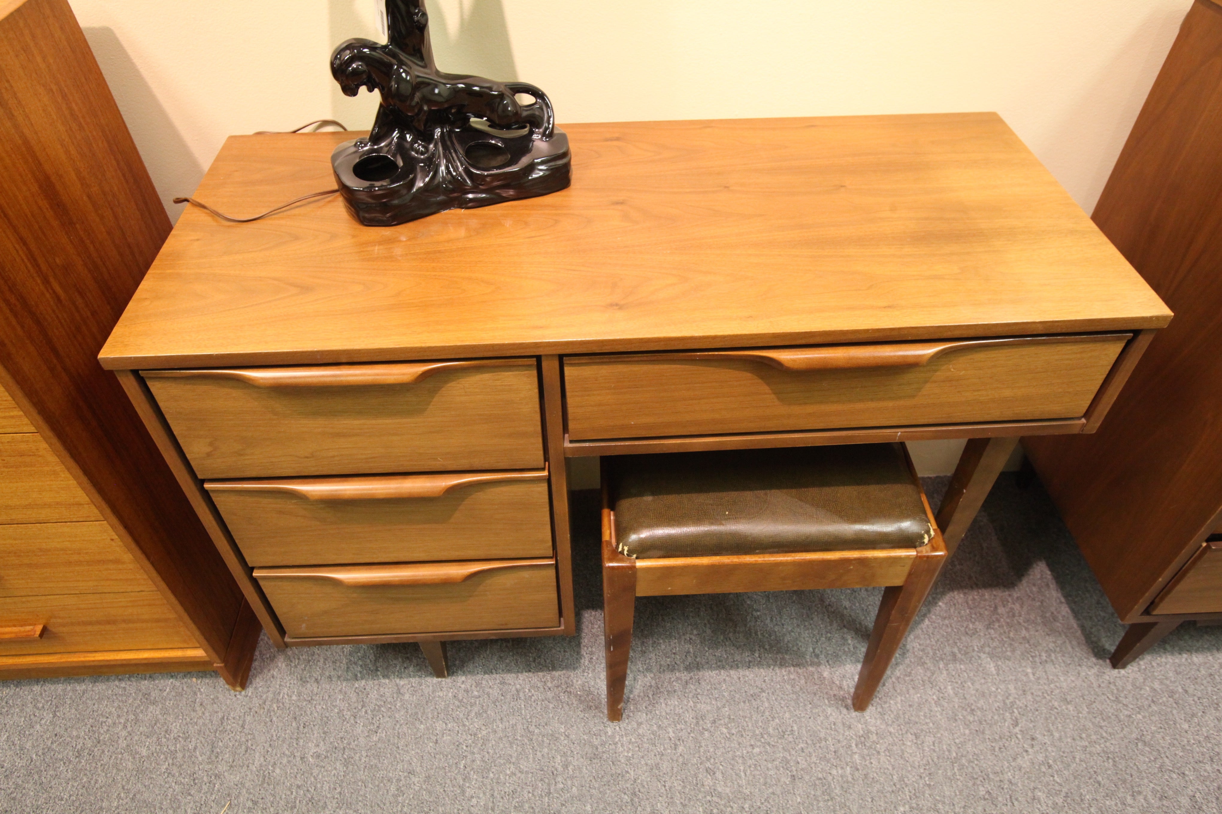 Small Walnut Desk w/ stool (42"L x 31"H x 18"D)