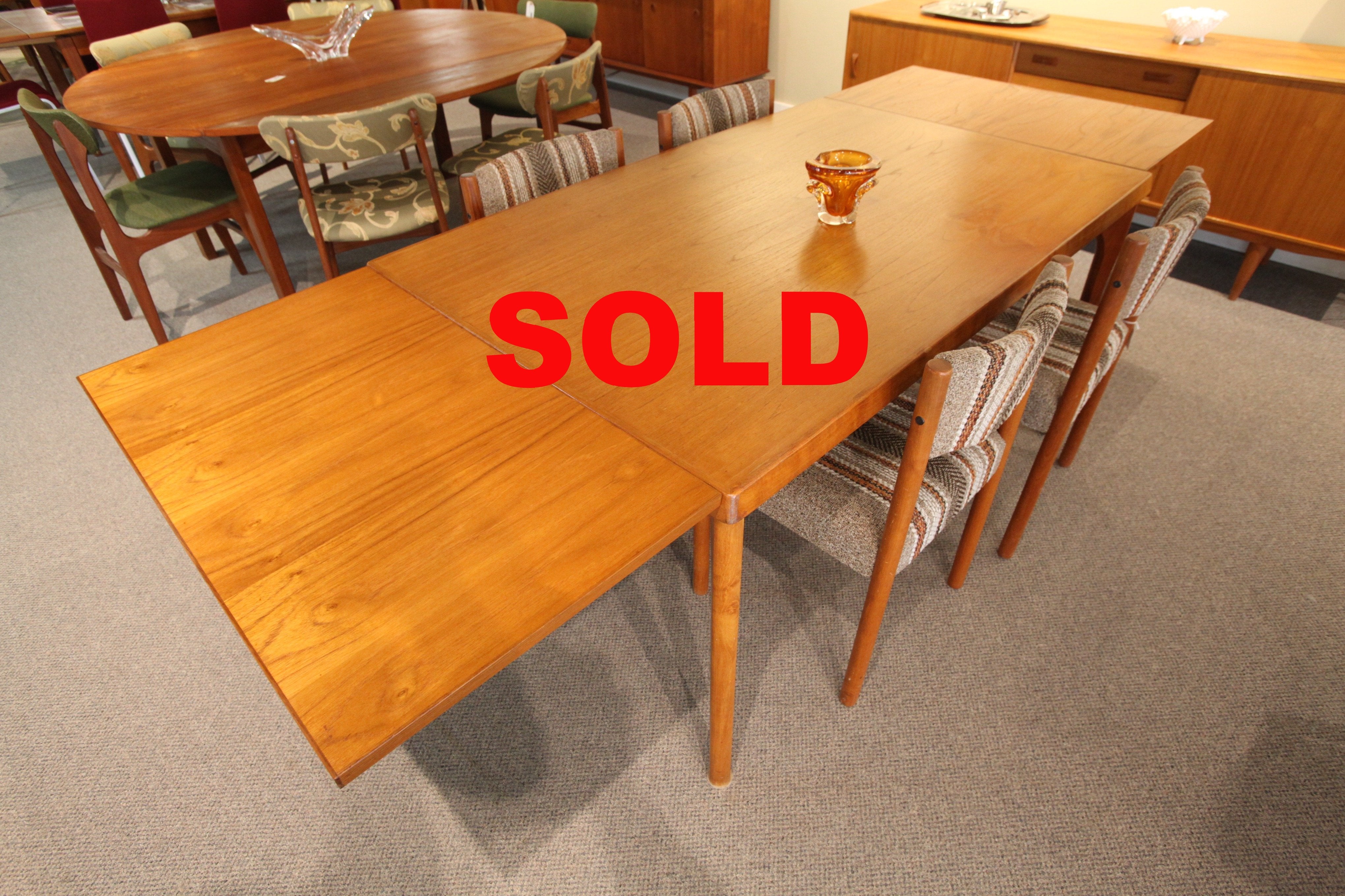 Danish Teak Table with Pullout leafs (55" x 35.5"0 or  (93" x 35.5")