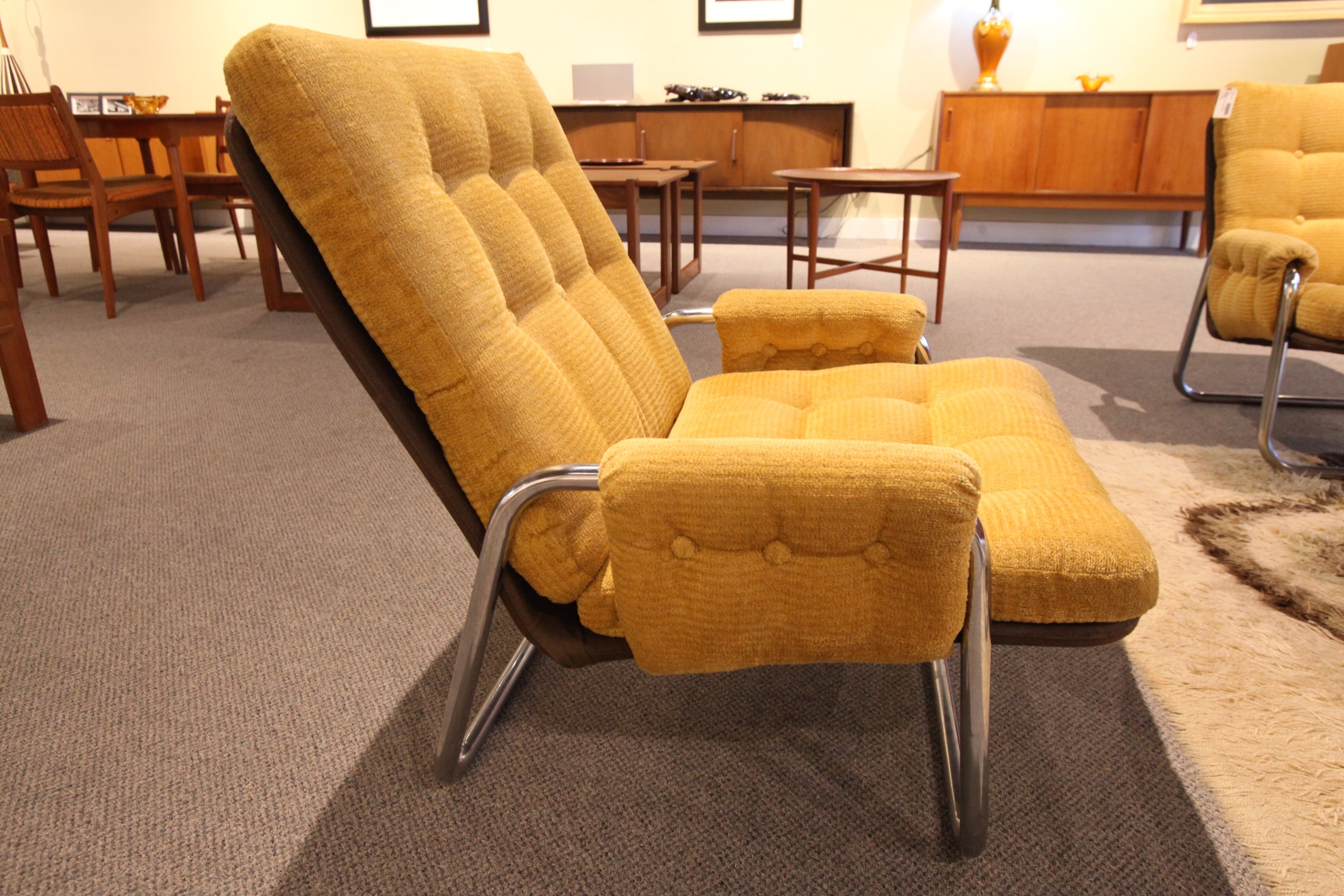 Chrome Framed Mid Century Modern Lounge Chair