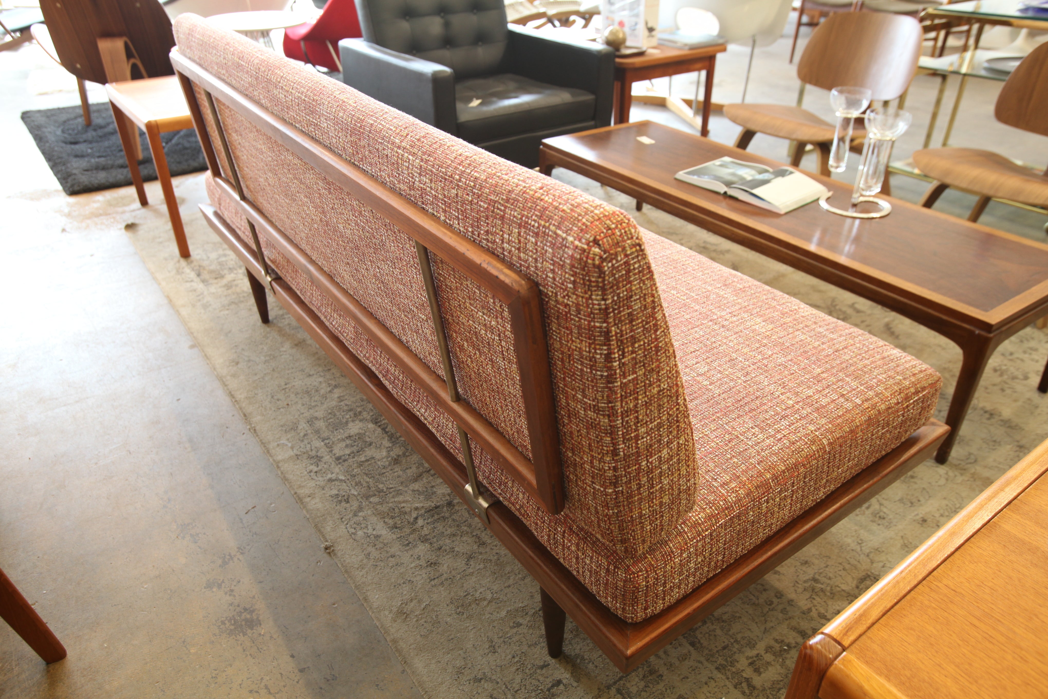 Vintage Danish Peter Hvidt Style Teak Sofa / Daybed (72"W x 31"D x 34"H)