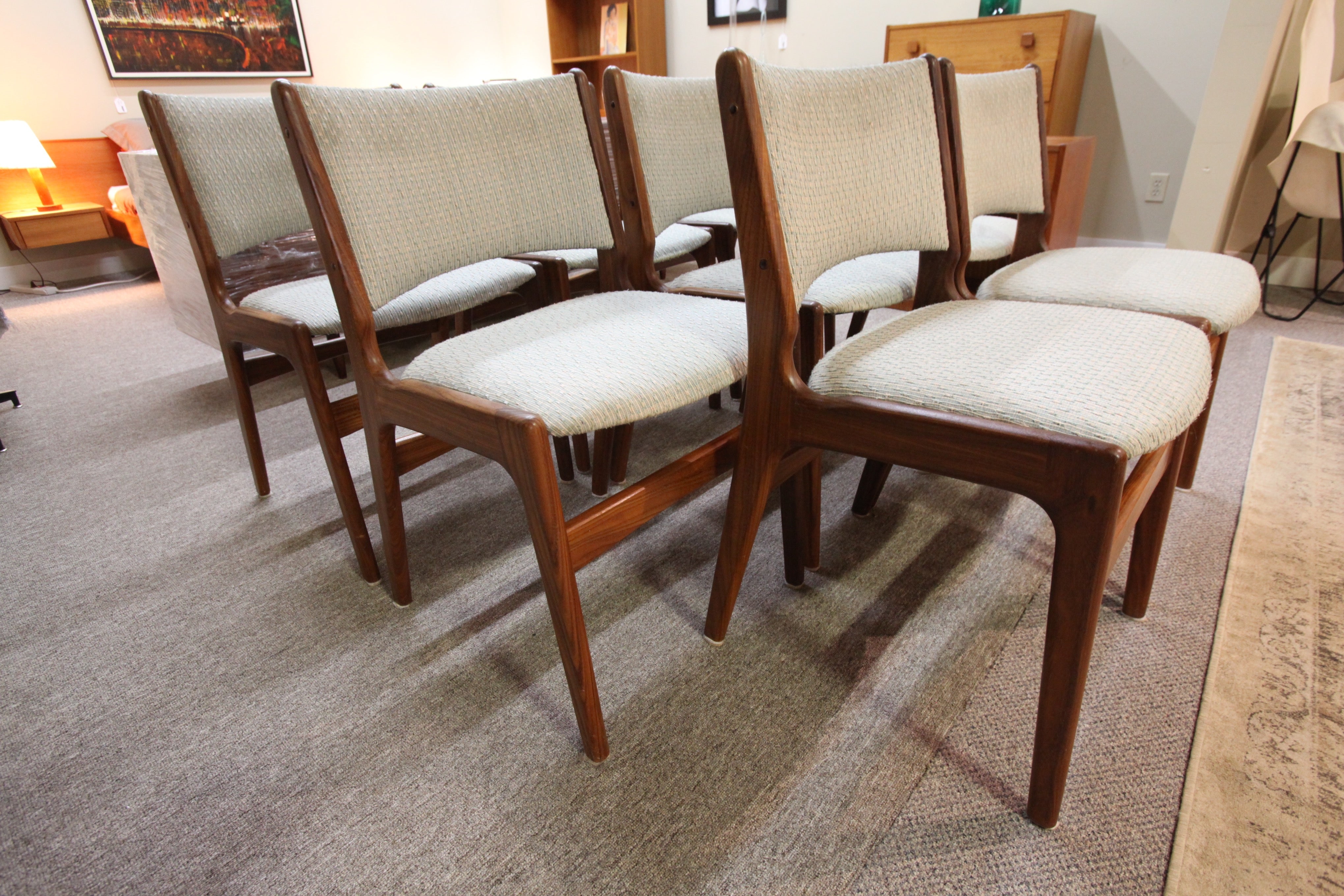 Set of 8 Vintage Danish Teak MCM Chairs