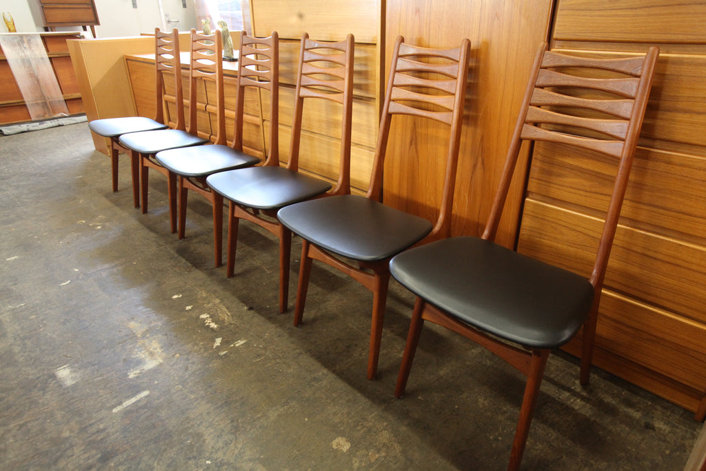 Set of 6 Vintage Niels Moller Teak High Back Dining Chairs (18.25"Wx19"Dx38.5"H)
