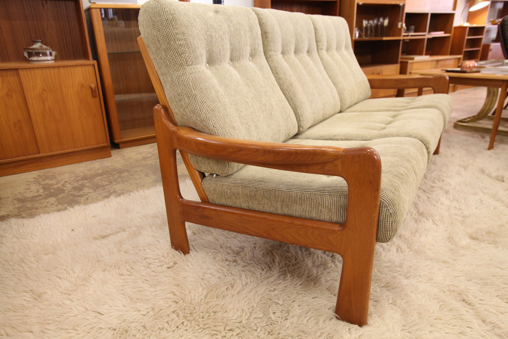 Vintage Solid Teak 3 Seater Sofa (73.75"W x 36"H x 34"D)