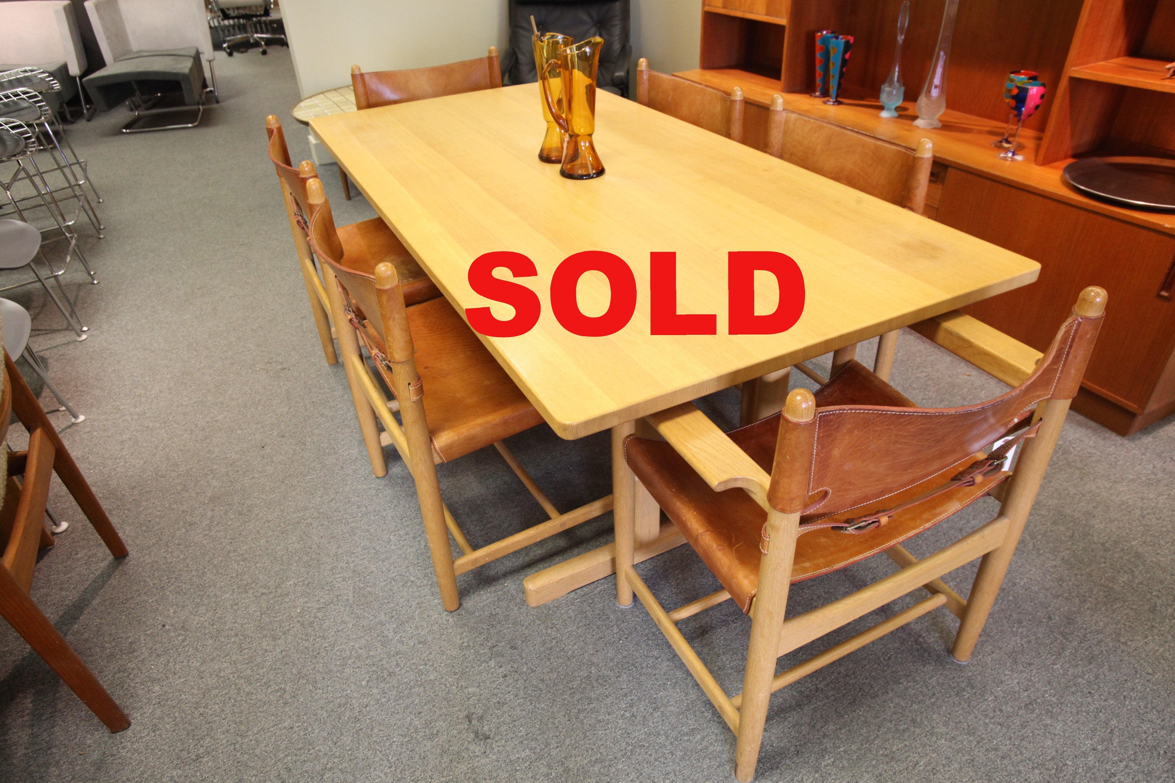 Solid Oak Danish Dining Table by Borge Mogensen (77" x 38" x 27.5"H)