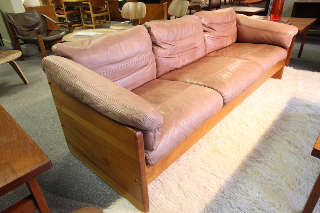 Fabulous Solid Teak/Leather Danish Sofa (89"L x 28"H x 31"D)
