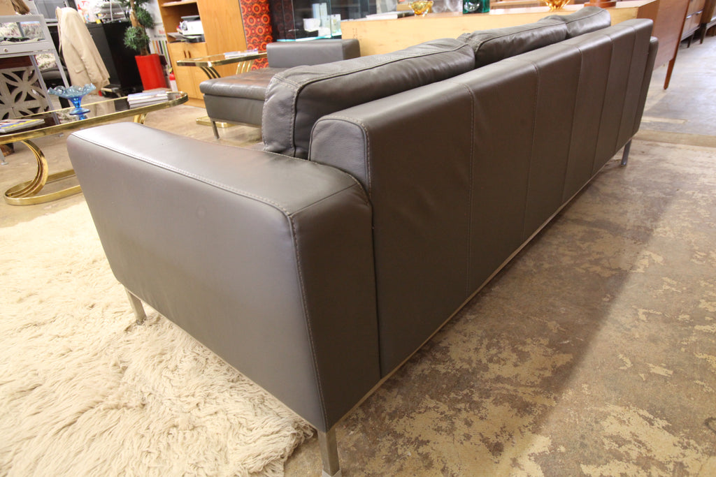 Modern Leather Sofa and Ottoman by Lind (steel frame made in Canada)