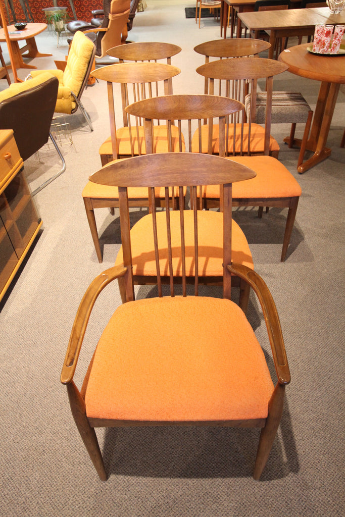 Set of 6 Vintage 1960's Mid Century Lenoir Walnut Chairs
