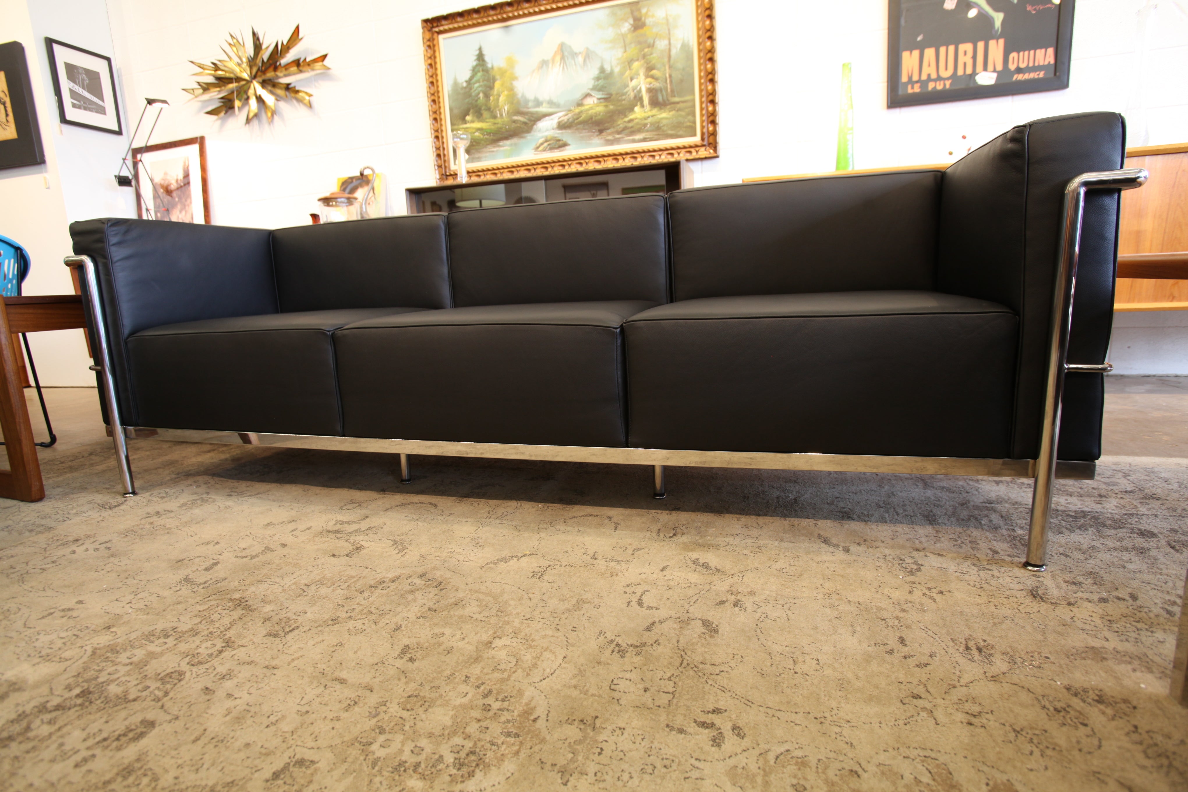 "New" Leather Replica Le Corbusier LC3 Sofa (82"W X 26"D X 26.25"H)