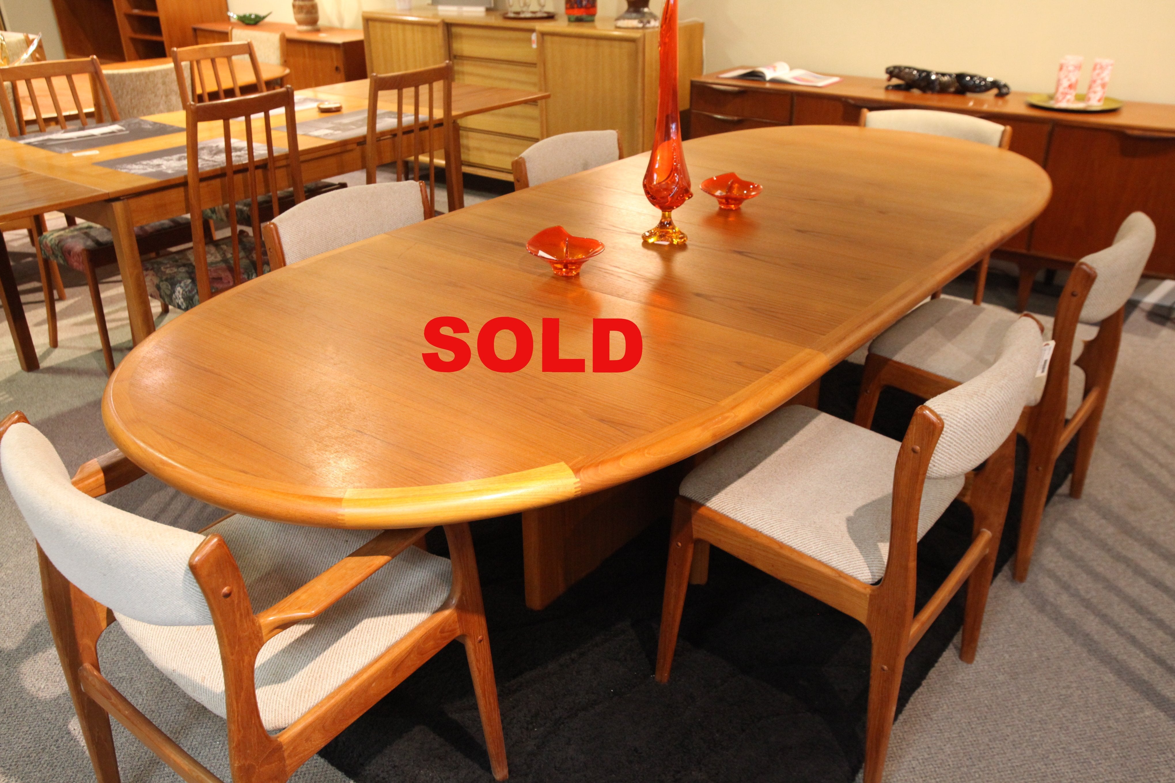 Ansager Mobler Danish Teak Dining Table w/2 Leafs (110" x 45") or (70" x 45')
