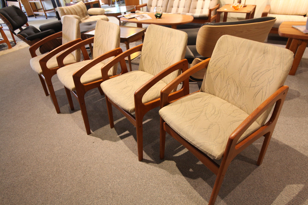 Set of 4 Danish Teak Arm Chairs