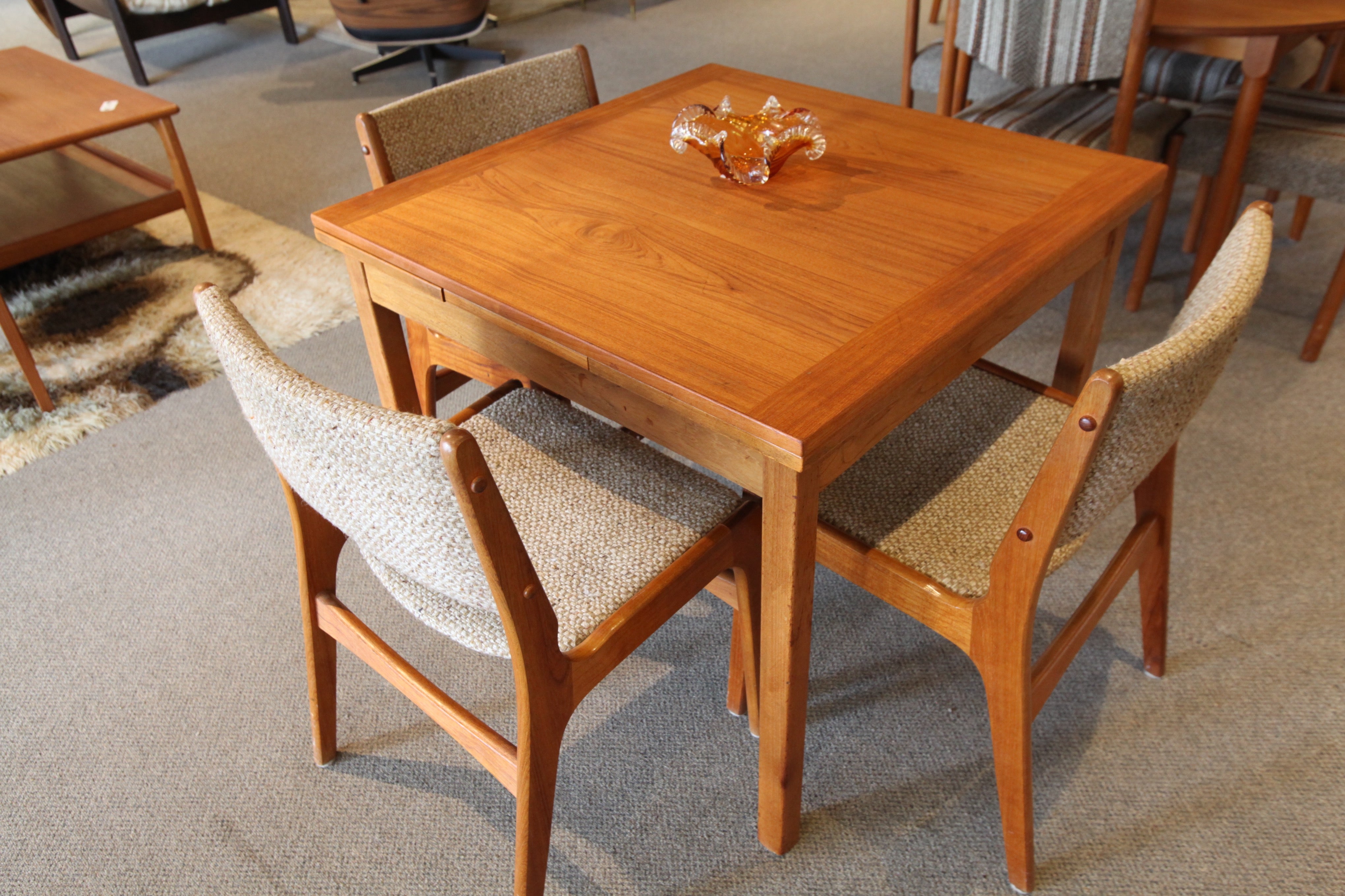 Small Danish Teak Table w/extensions (33" x 33") or (56" x 33")