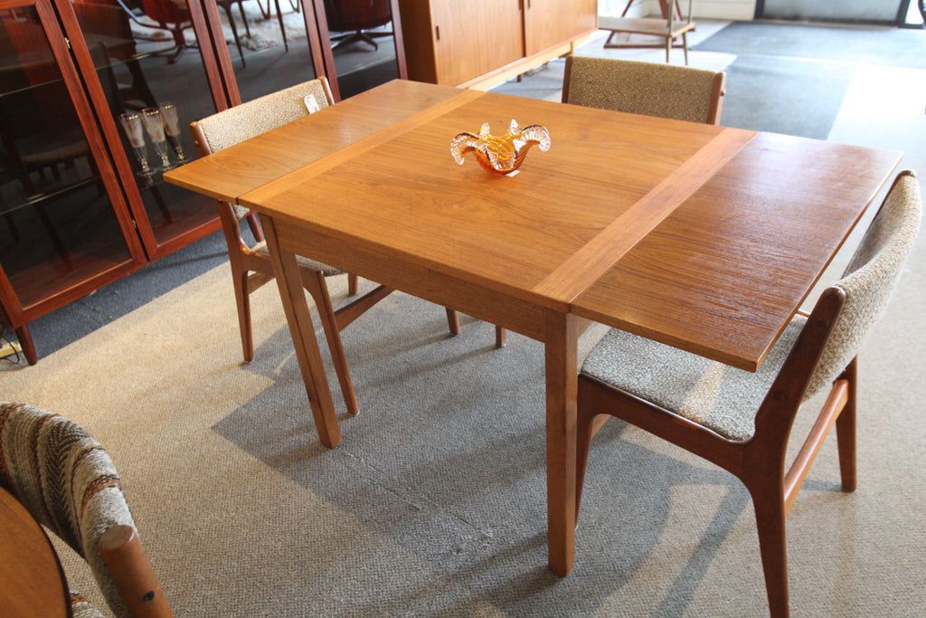 Small Danish Teak Table w/extensions (33" x 33") or (56" x 33")