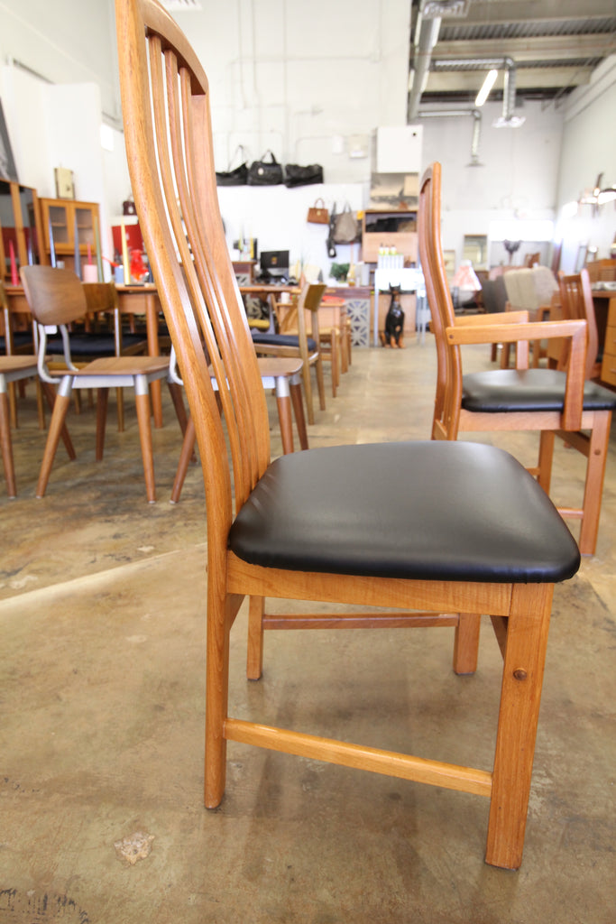 Set of 7 Vintage Teak High Back Dining Chairs