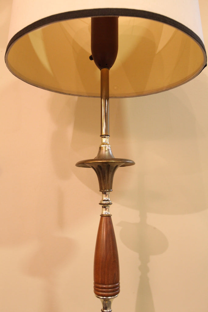 Mid Century Reflector Floor Lamp (wood/brass)