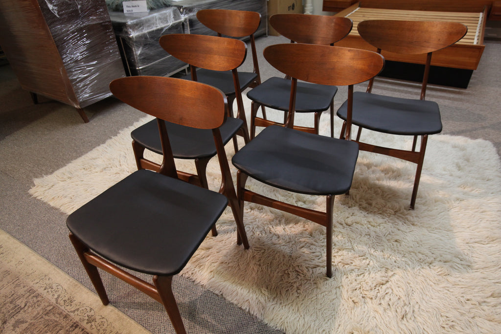 Set of 6 Walnut Mid Century Modern Chairs