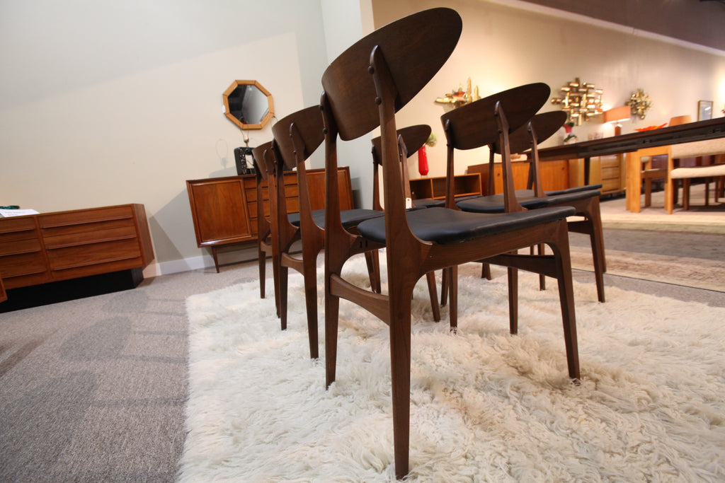 Set of 6 Walnut Mid Century Modern Chairs