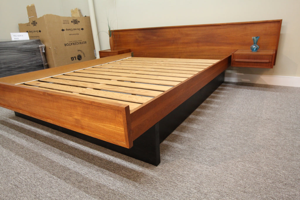 Floating Teak Bed w/night Stands