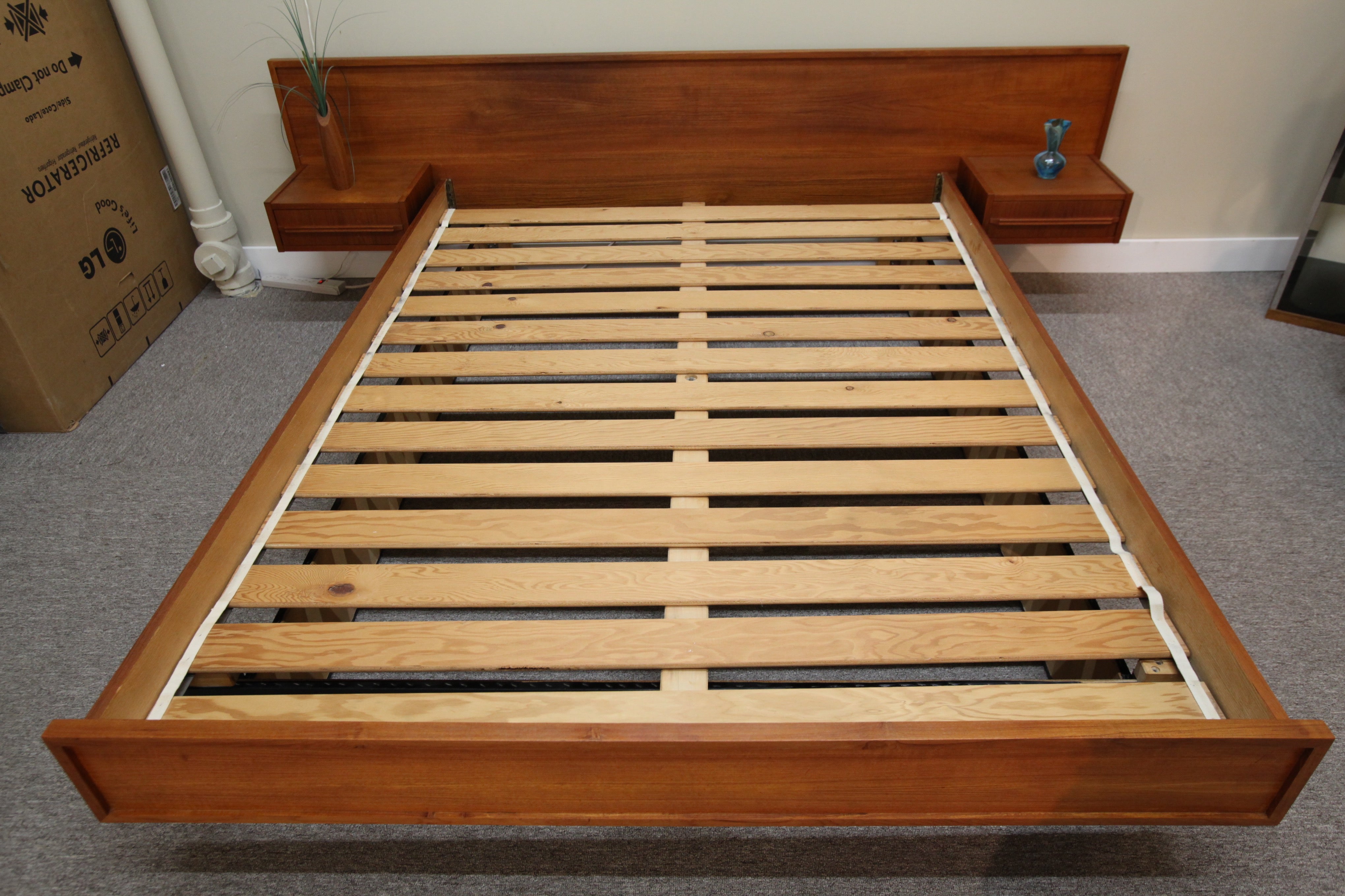 Floating Teak Bed w/night Stands