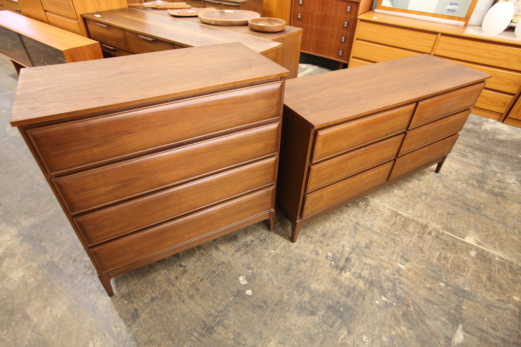 Vintage Walnut 4 Drawer Tallboy Dresser by HPL Furniture (36"W x 18"D x 37.5"H)