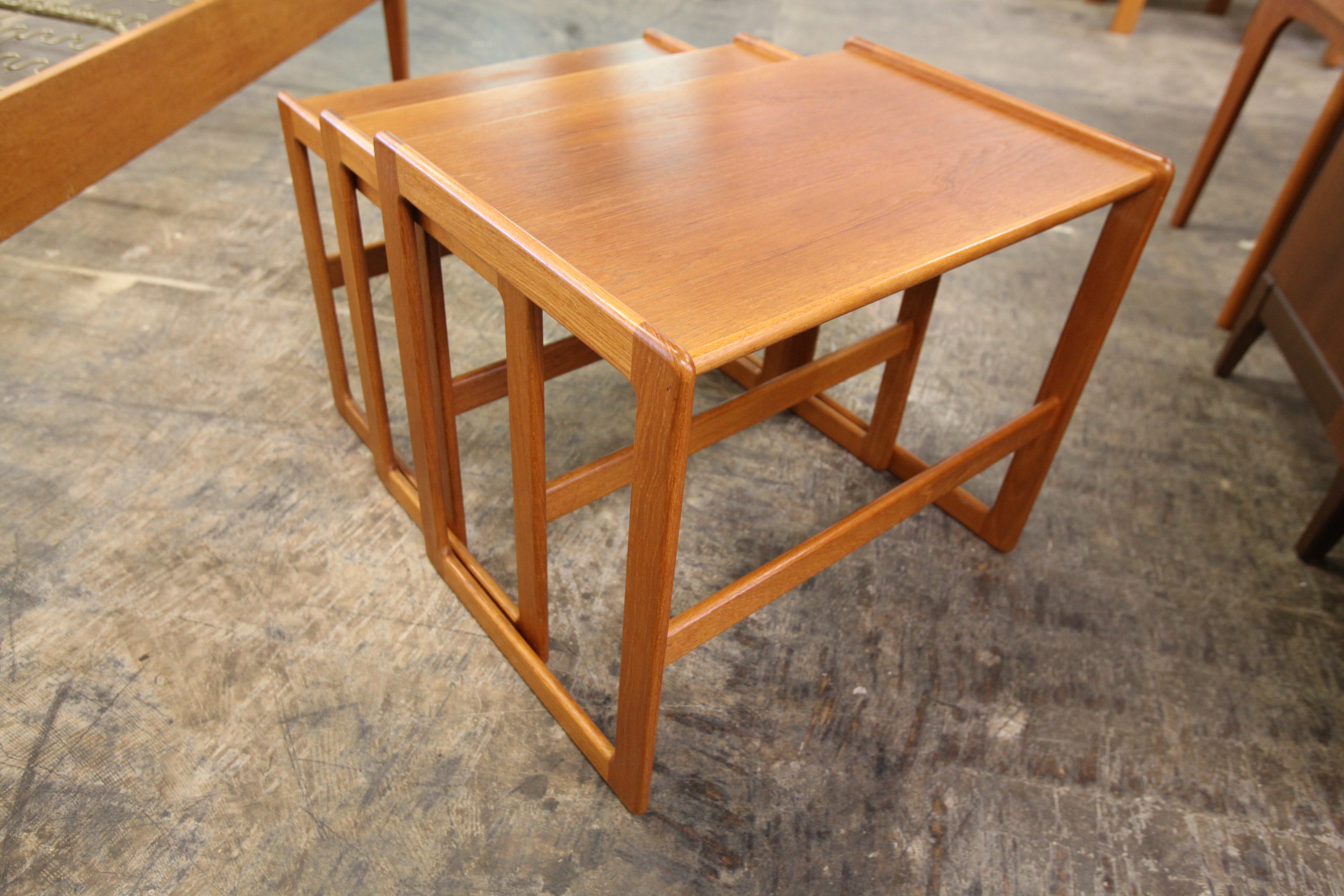 Vintage Danish Teak Nesting Table Set (22.5"W x 15.75"D x 20"H)