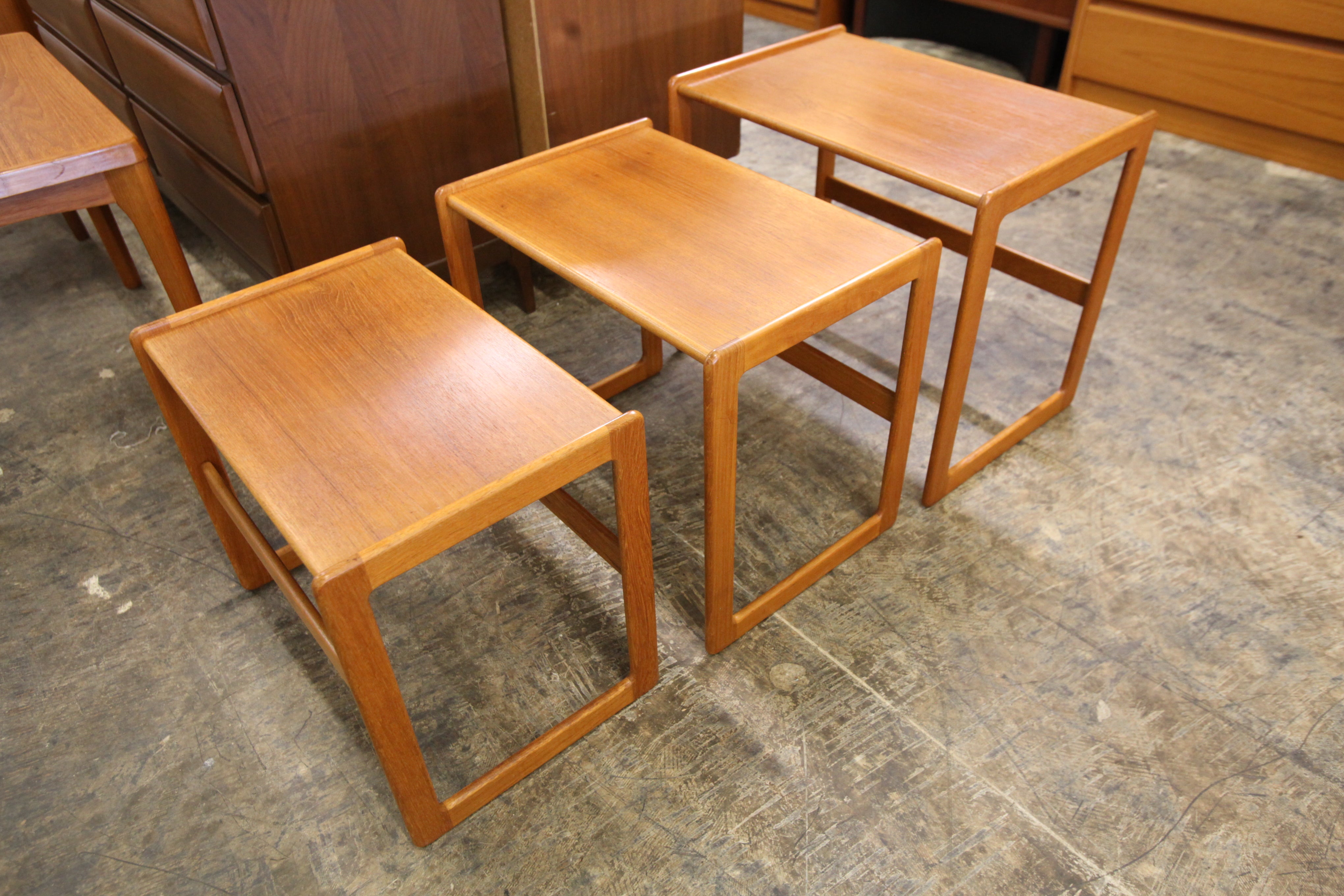 Vintage Danish Teak Nesting Table Set (22.5"W x 15.75"D x 20"H)