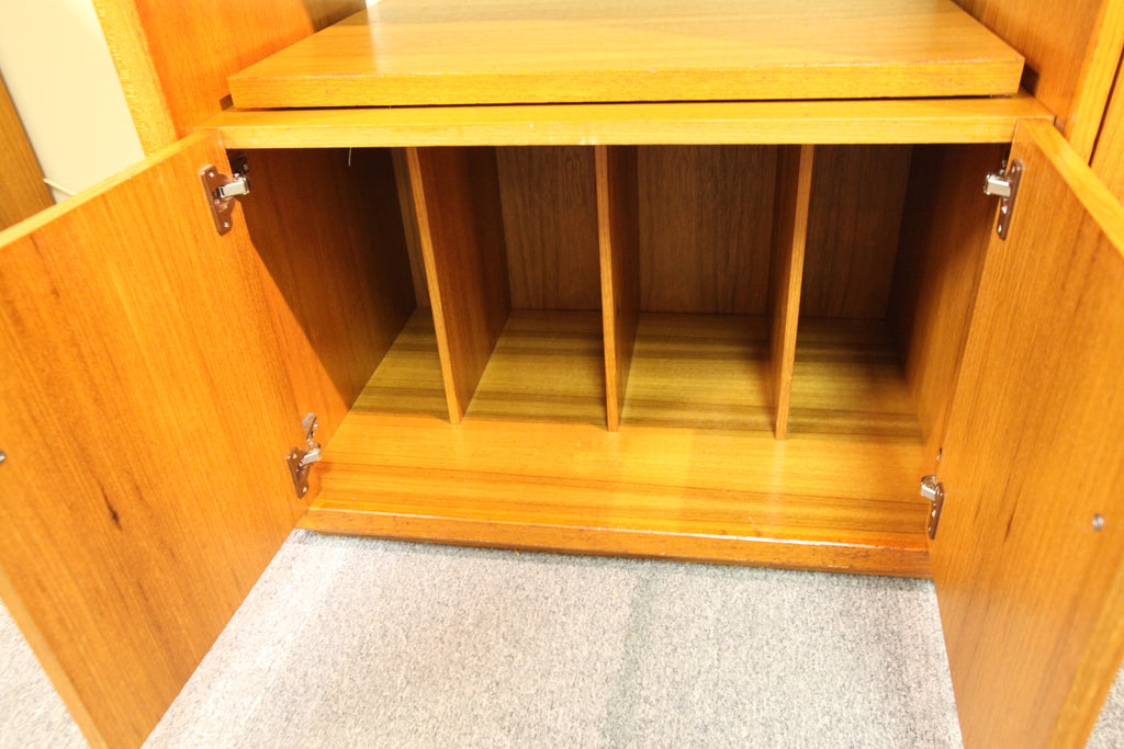 Vintage Teak Stereo Stand w/ vertical pullout drawer (37.75"W x 18.25"D x 50.25'H)