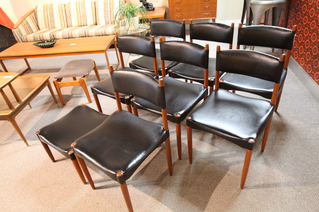 Set of 7 Danish Chairs by Anders Jensen (Includes matching ottoman/footstool)
