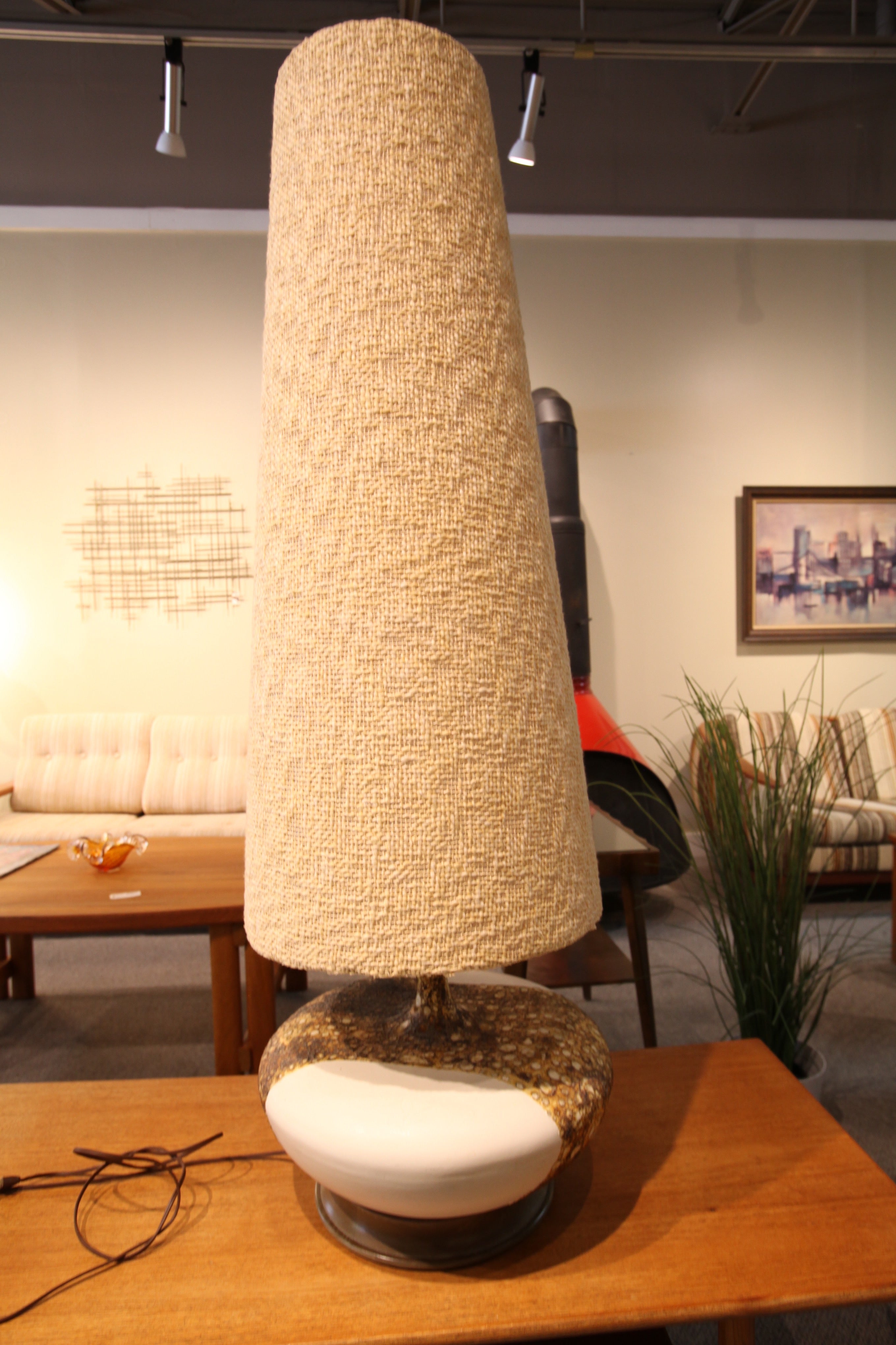 Tall Mid Century Table Lamp (16" across X 49.5"H)
