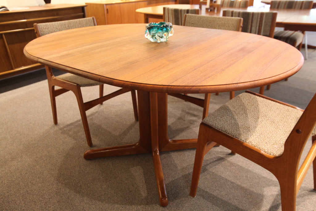 Round Teak Table with Butterfly Leaf (57"L x 41.5"W) or (41" Round)