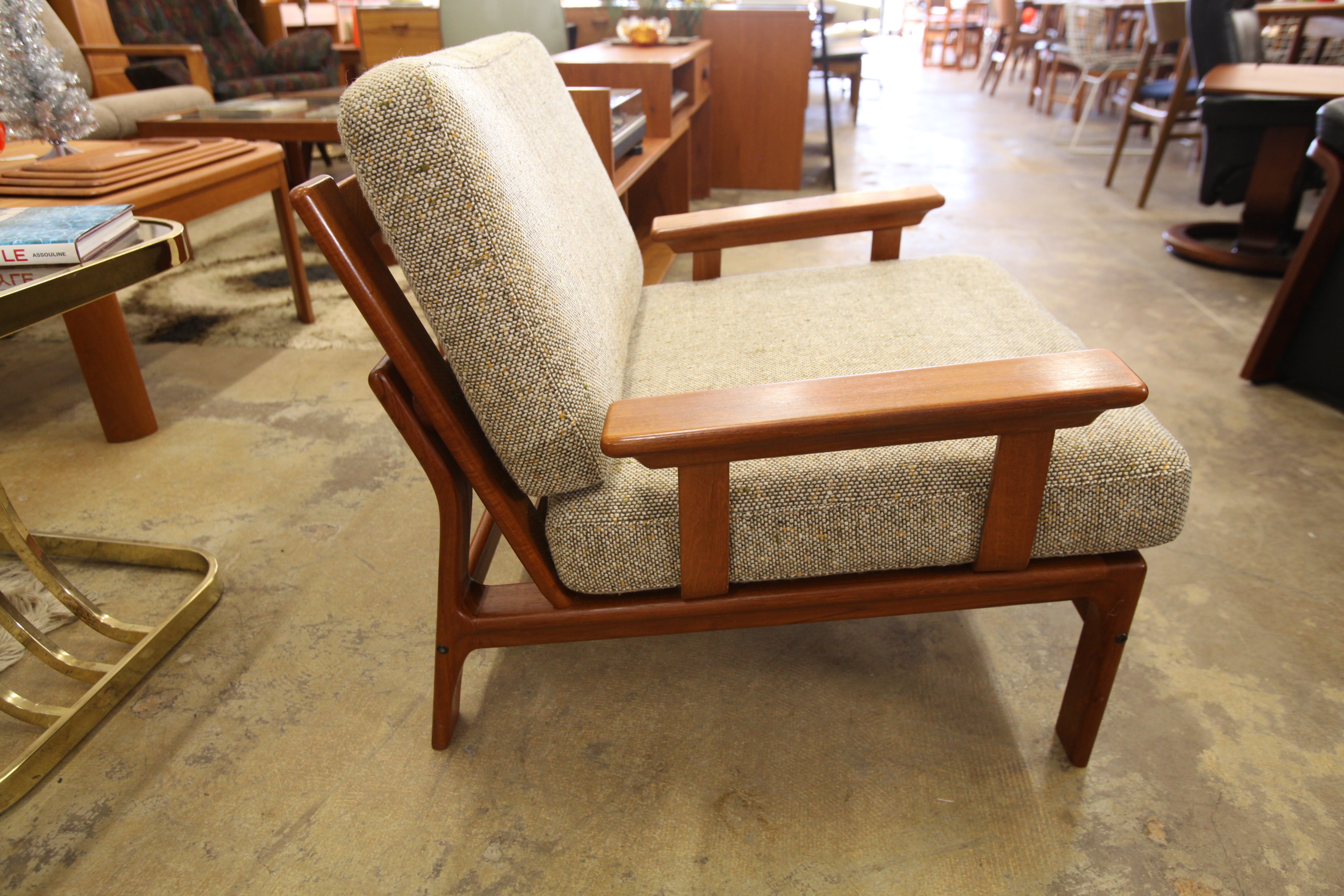 Unique Vintage Danish Teak Low & Wide Lounge Chair by Komfort (32"W x 31"D x 28"H)