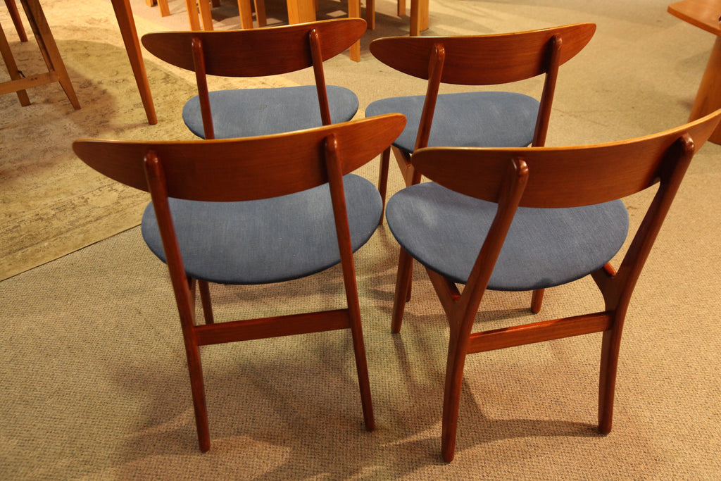 Set of 4 Unique Danish Teak Chairs