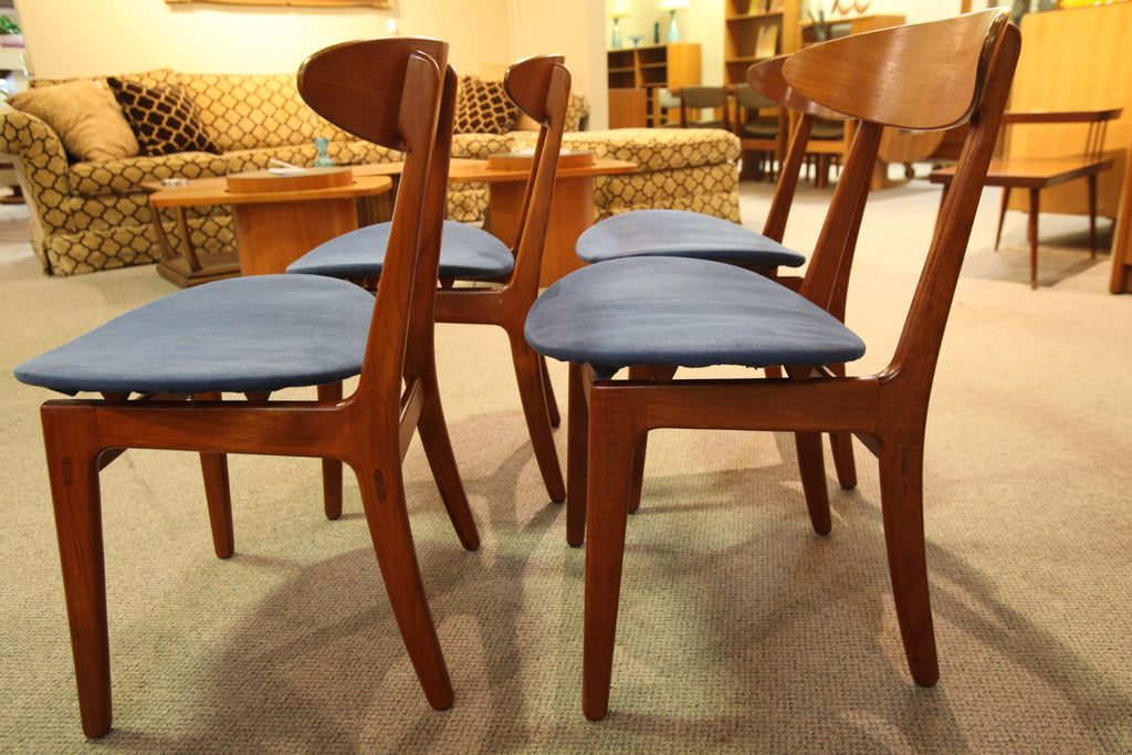 Set of 4 Unique Danish Teak Chairs