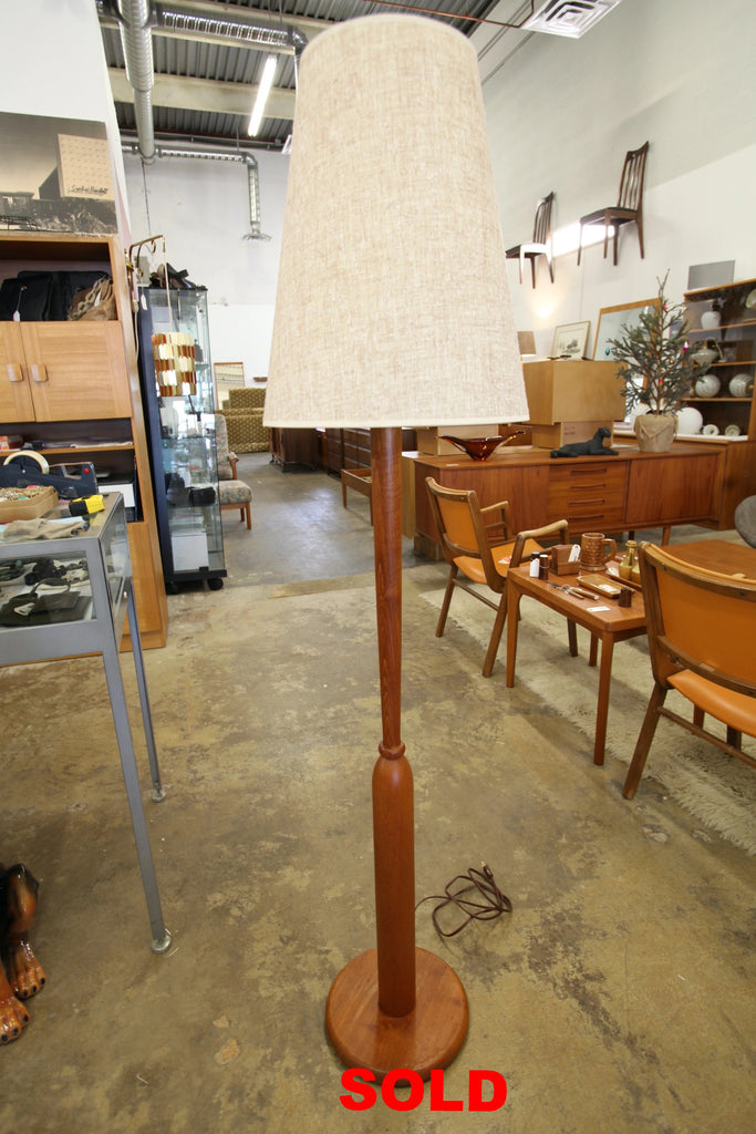 Beautiful Vintage Teak Floor Lamp with Shade (62.75"H x 15"W)